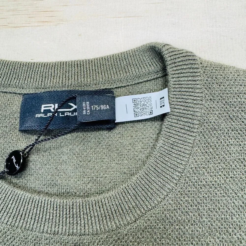 NEW RLX Ralph Lauren 100% Cashmere Crewneck Olive Green Sweater MD